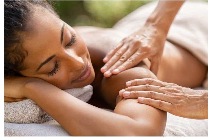 A woman receiving a myofascial release massage