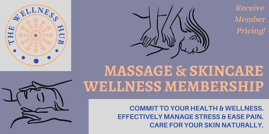 An image promoting a massage therapy and skincare membership program for The Wellness Hub in Jacksonville, Florida